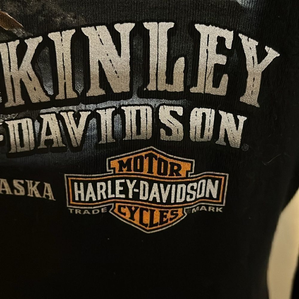 Harley Davidson Black Mt McKinley Denali Park Alaska Graphic Shirt - Picture 8 of 13
